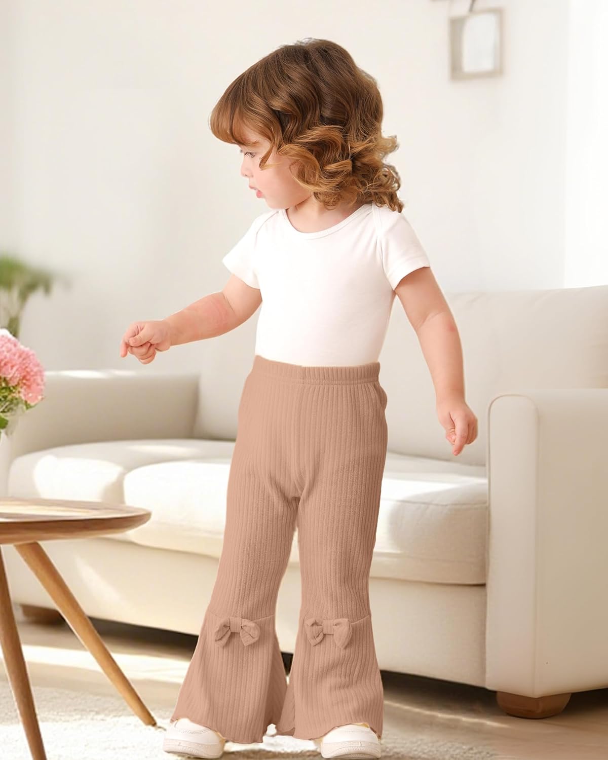 Mioglrie Baby Girl Pants Toddler Leggings 3 Pack Flare Newborn Baby Pants 3 6 9 12 18 24 Months Bell Bottoms for Girls - Image 2