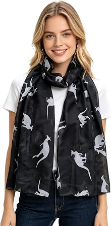 Lina & Lily Kangaroo Animal Print Womens Scarf Shawl Wrap Lightweight