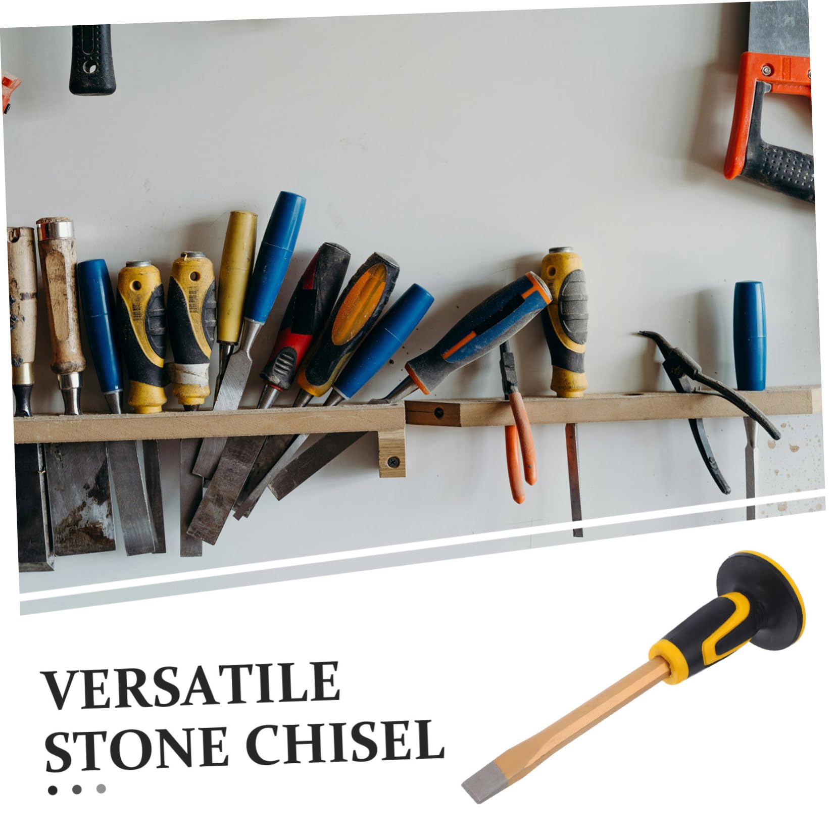GLEAVI 3pezzi Scalpello Per Muratura Con Protezione Chisel Duro Per Lavori Di Pietra e Manico Ergonomico Strumento Versatile Per Falegnami e Muratori