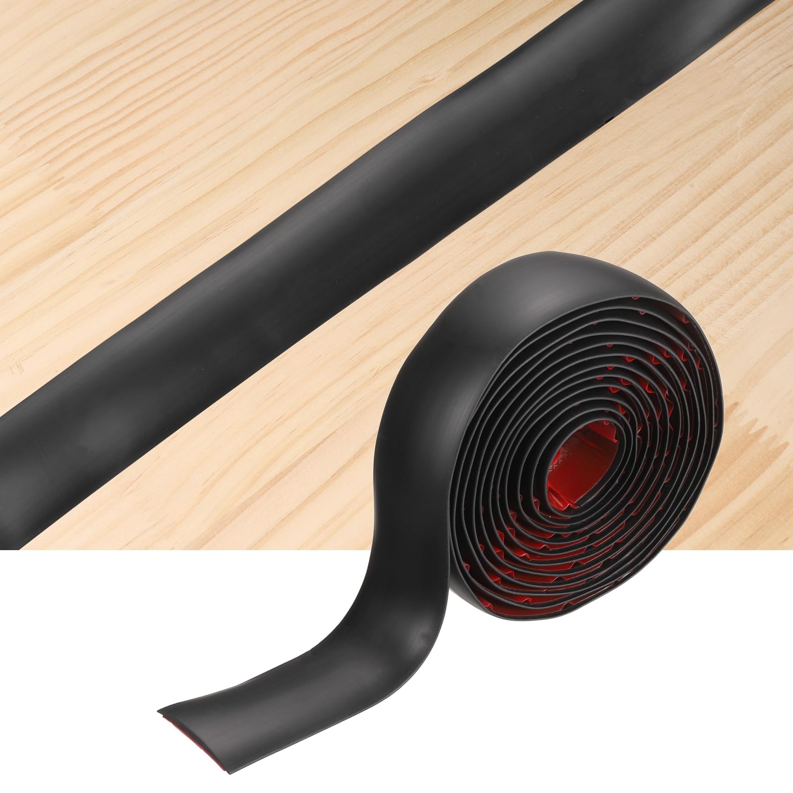 sourcing map Floor Transition Strips, 3m x 5cm(LxW) Self Adhesive Vinyl Flooring Edging Trim PVC Flooring Flat Divider Strip Cover Strips for Joining Floor Gaps, Black — image 1