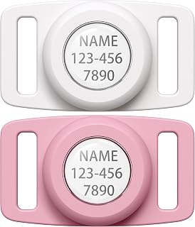IP68 Waterproof for Air Tag Dog Collar Holder for Apple Air tag, Dog Tag Personalized for Pet ID, Visible tag Case for Pet Collar Within 1 Inch