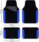 CAR PASS Rainbow Waterproof Universal Fit Faux Leather Car Carpet- Anti-Slip Nibbed Backing Floor Mats for SUV, Vans, Sedans, Trucks, Automotive Set of 4pcs (Black with Blue)