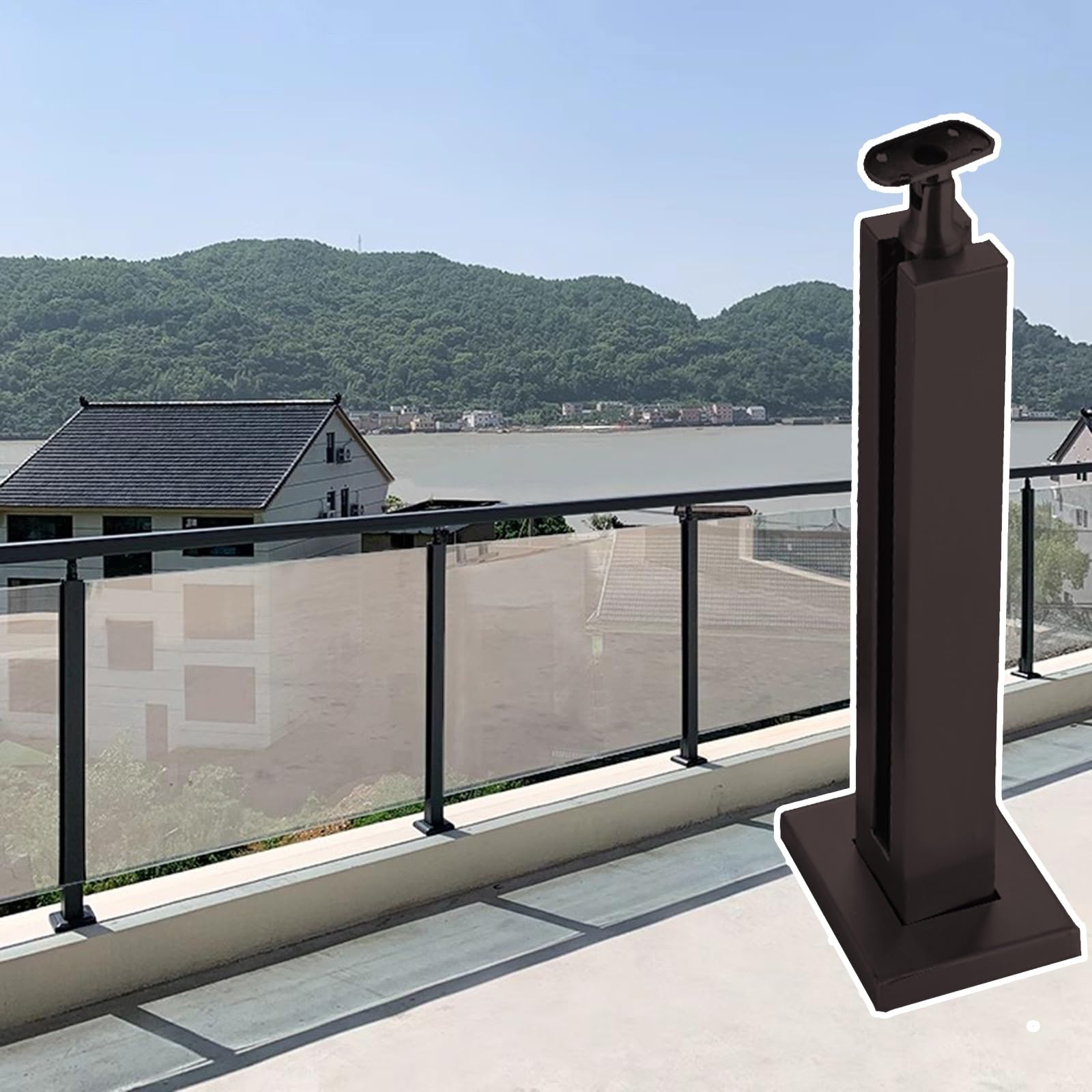 Barandilla negra ajustable de 60-150 cm para paneles de terraza y patio