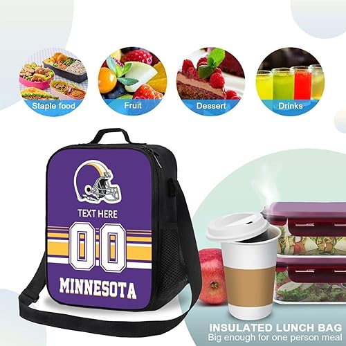Vista 147 de Bolsa de almuerzo personalizada de Nueva Inglaterra, regalos para hombres, mujeres, fanáticos, con nombre y número personalizados, correas de hombro