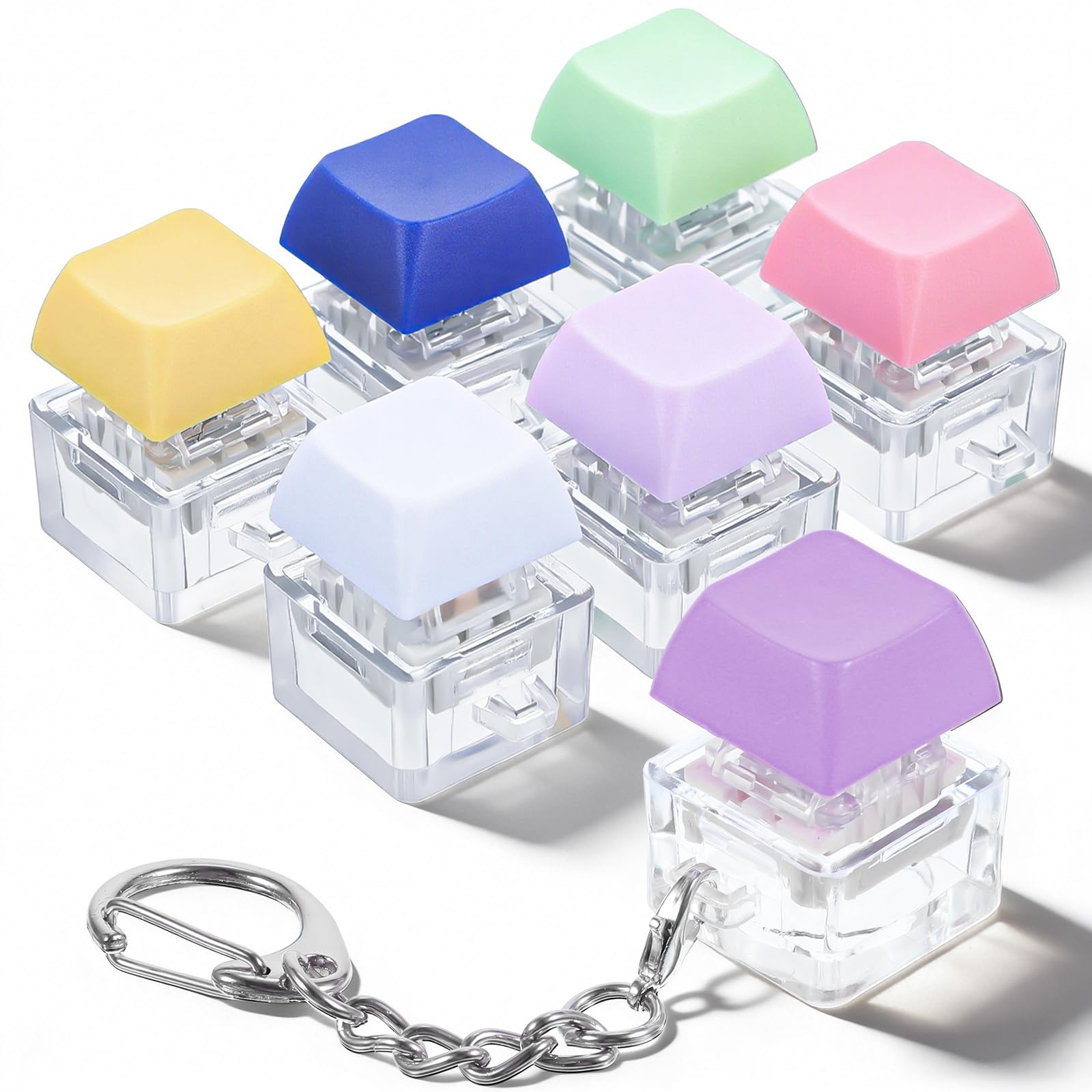 Mabor 6 sztuk fidget zabawka fidget keyboard, breloczek do kluczy z nasadkami na klawisze i guzikami, dla kobiet i mężczyzn, redukuje stres i spędzanie czasu (6 kolorów)