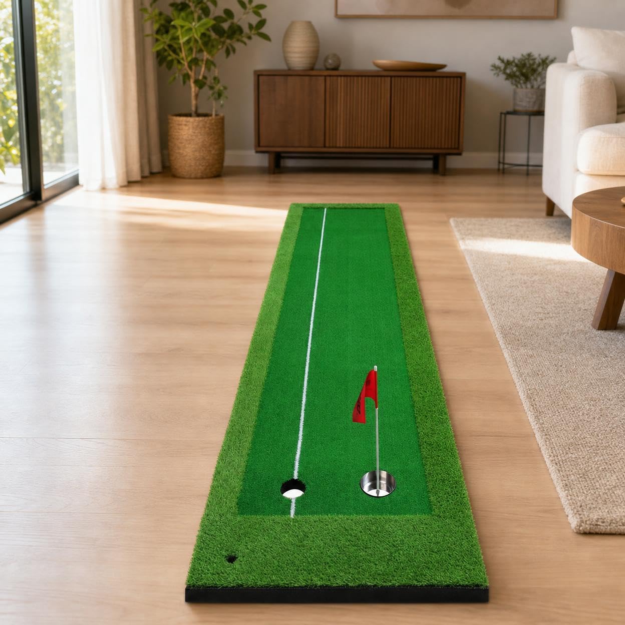Alfombra Putting Golf 3 m, tapete precisión para práctica en casa, Green césped sintético para alineación
