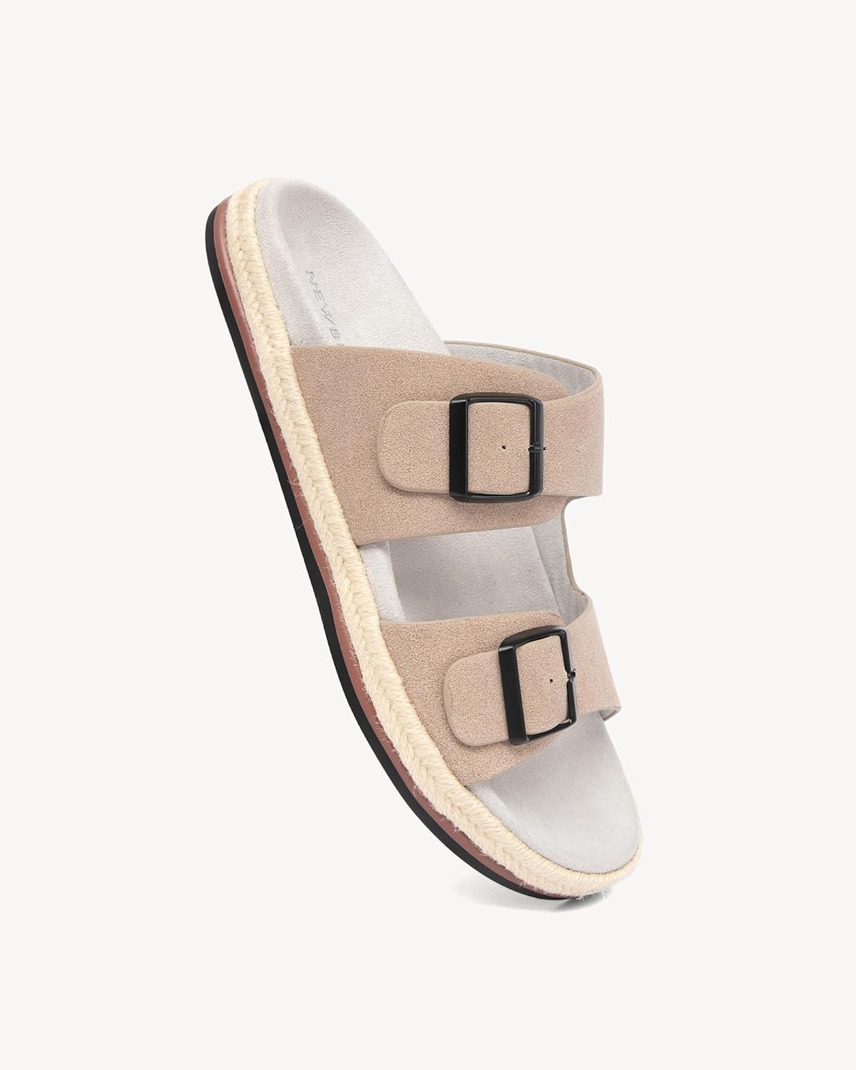NEWBELLA Men's Casual Sandals with Arch Support - Adjustable Buckle Strap Slippers, Comfortable Outdoor & Indoor Slides for Walking & Relaxation