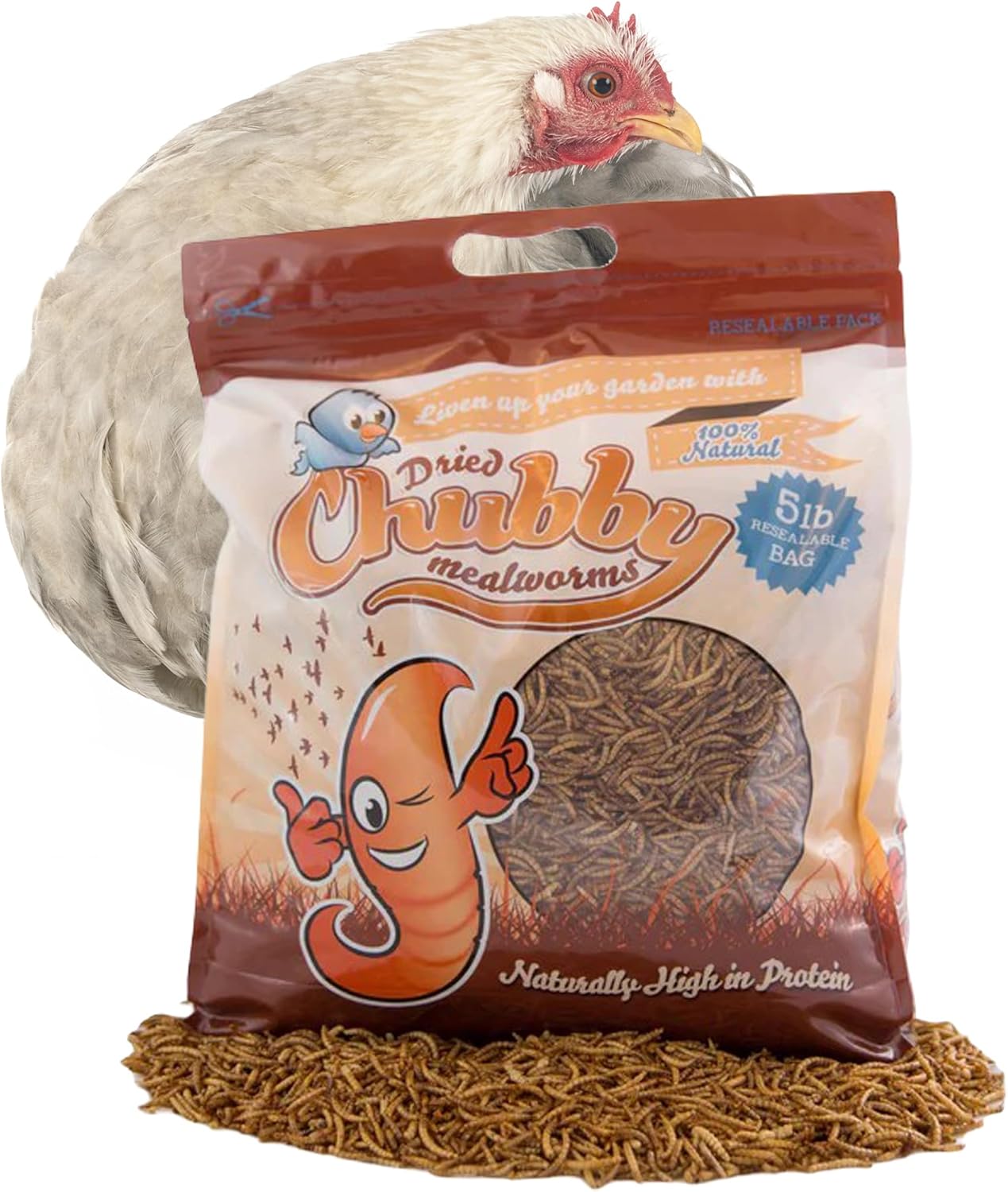 Chubby Dried Mealworms | 5 lbs | High-Protein Non-GMO Treats for Chickens, Ducks, Wild Birds & Backyard Pets