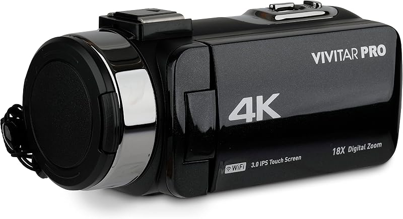 Cámara de vídeo 4K, videocámara Wi-Fi Ultra HD con zoom digital de 18x, grabadora de vídeo con pantalla táctil IPS de 3" con visión nocturna, cámara Vlogging con conector para micrófono de 3,5 mm, recargable, ranura para tarjeta SD
