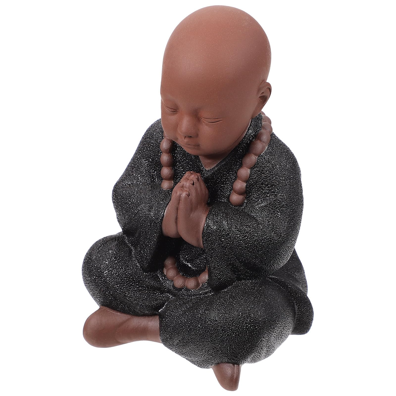 Figurine de petit moine céramique noire au design créatif classique
