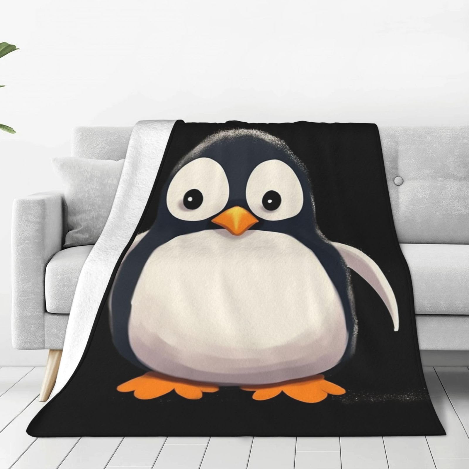 KLOPH Cute Penguin Throw Blanket 80"x60" Flannel Fluffy Warm Blanket for Couch, Reversible Plush Blankets for Bed, Comfy Fuzzy Blanket for Sofa, Plush Lightweight-Blankets for All Season