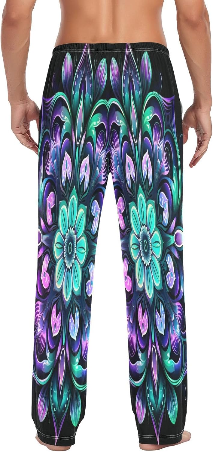 ALAZA Arabesque Mandala Flower Men's Pajama Pants Men Cotton Pajama Bottoms with Pockets, S