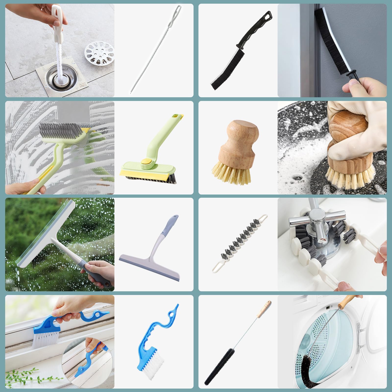 LBTING Reinigungsbürsten-Set mit Spülbürste, Flaschenbürste, Handflächenschrubber, langer Griff für Küche, Spüle, Topf, Pfanne, Tasse, Badezimmer, Theke, Haushalt, 18-teilig