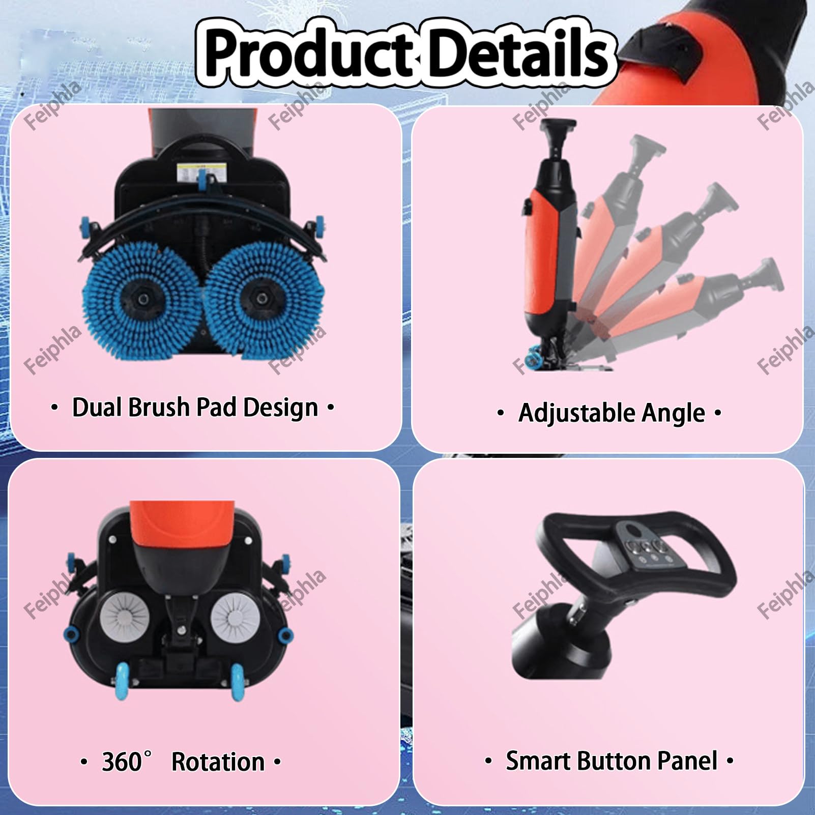 Fregadora Aspiradora Industrial A BateríA,2 X 250 W De Potencia De Cepillo, DepóSitos Dobles De 4,5 L + 7,5 L,para Suelos De Madera, Baldosas, Terrazo, MáRmol Gray