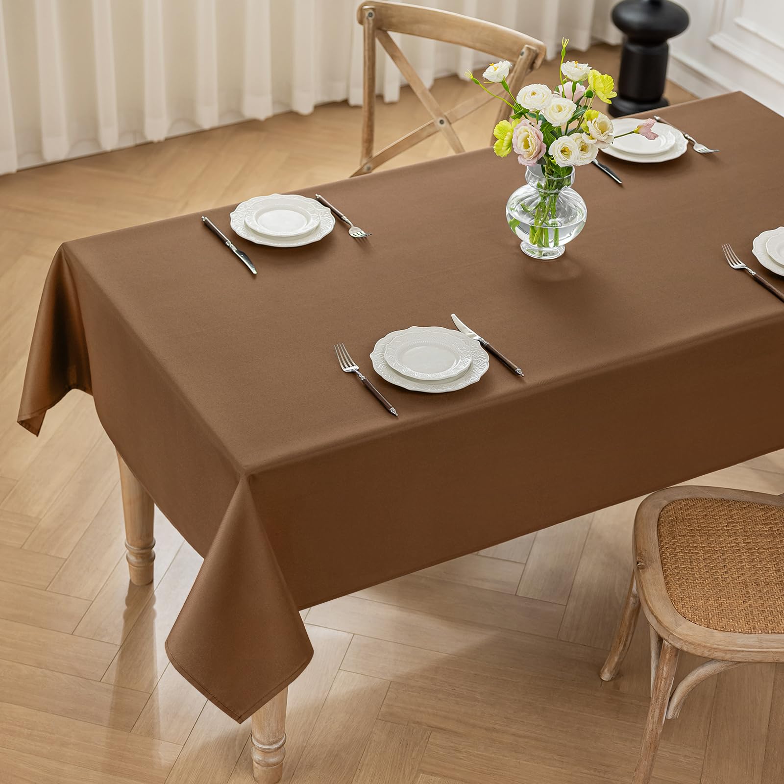 Moonooda Tischdecke, Tischdecken Abwaschbar 180g/㎡ Tischtuch aus Polyester Wasserabweisend mit Lotuseffekt, Dauerhaft Kratzfest für Wohnzimmer, Esszimmer, Balkon, Garten