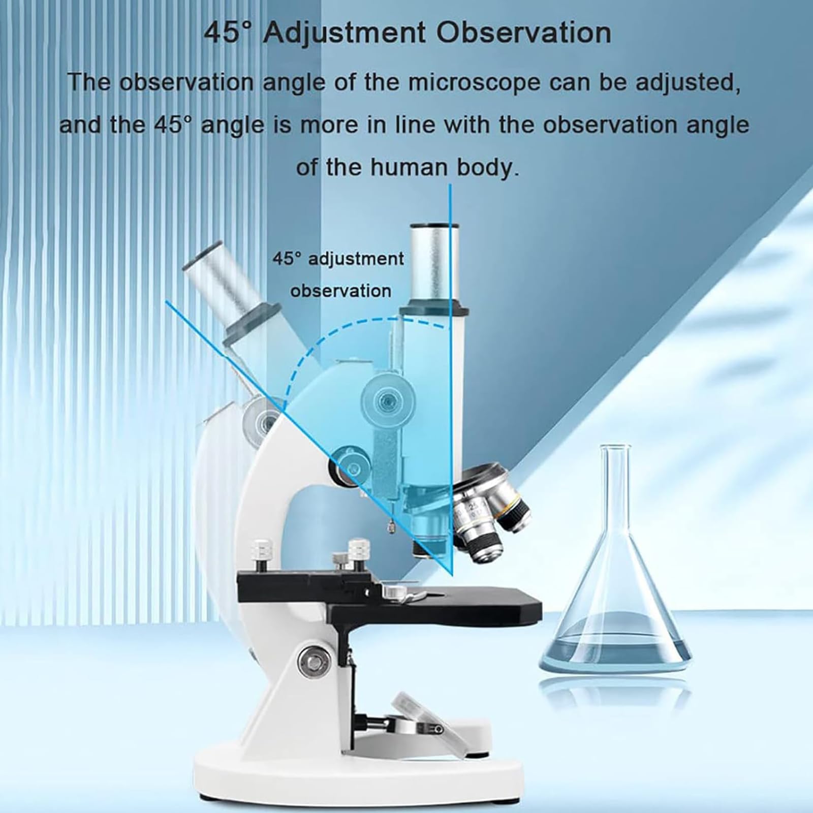 Microscopio Biológico HD 200000X, Microscopio De Laboratorio, Ángulo De Visión De 0-45°, Enfoque Coaxial Doble, Kit De Microscopio Biológico Profesional para Estudiantes Adultos