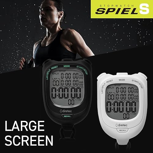 Miniatura 2 de dretec Pantalla grande, cronómetro fácil de leer, medida de unidad de 0.01 segundos, función de vueltadividir, batería reemplazable, estudio