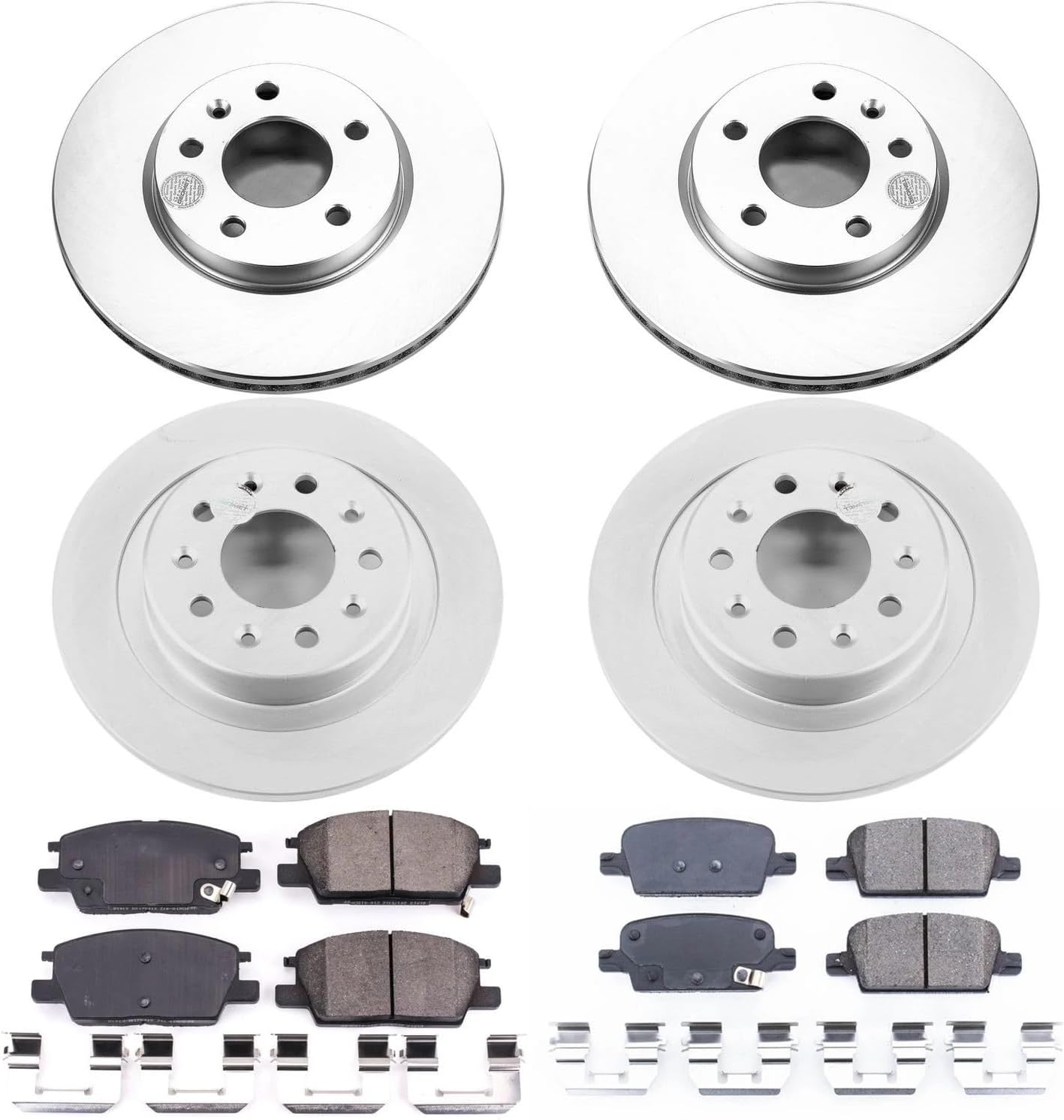 PowerStop Front and Rear Brake Kit For Chevrolet Malibu 2016-20 - Fully-Coated Disc Rotors with Z17 Ceramic Brake Pads Replacement, CRK7567
