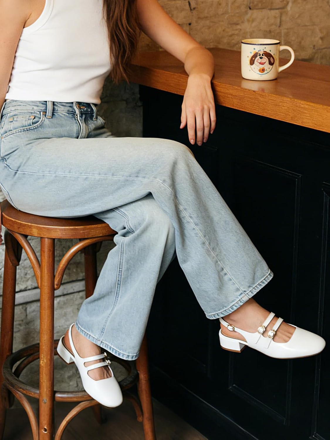 Mostrin Mary Jane Shoes Women Slingback Chunky Low Heels for Women Closed Rounded Toe Ankle Strap Pumps Daily Wedding Party Dress Shoes - Image 8