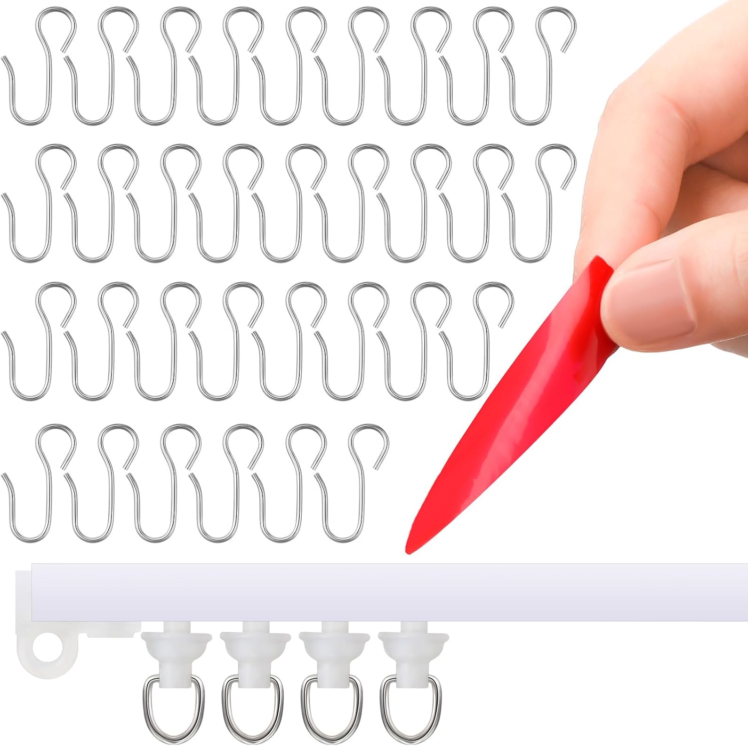 DoubleFill 20 FT/240 IN Self Adhesive Ceiling Curtain Track Rail No Drill Rod Screws or Tools No Damage for Windows Cabinet Closet Bathroom Shower Curtain Room Divider