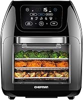 Chefman 10L Multifunctional Air Fryer Oven with Rotisserie, Dehydrator, 17 Presets - Family Size, Touch Screen, Black