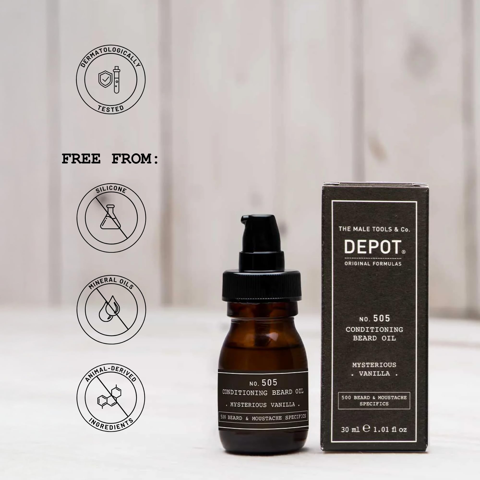 DEPOT No.505 Après-shampoing à l'huile de barbe Mysterious Vanilla 30 ml