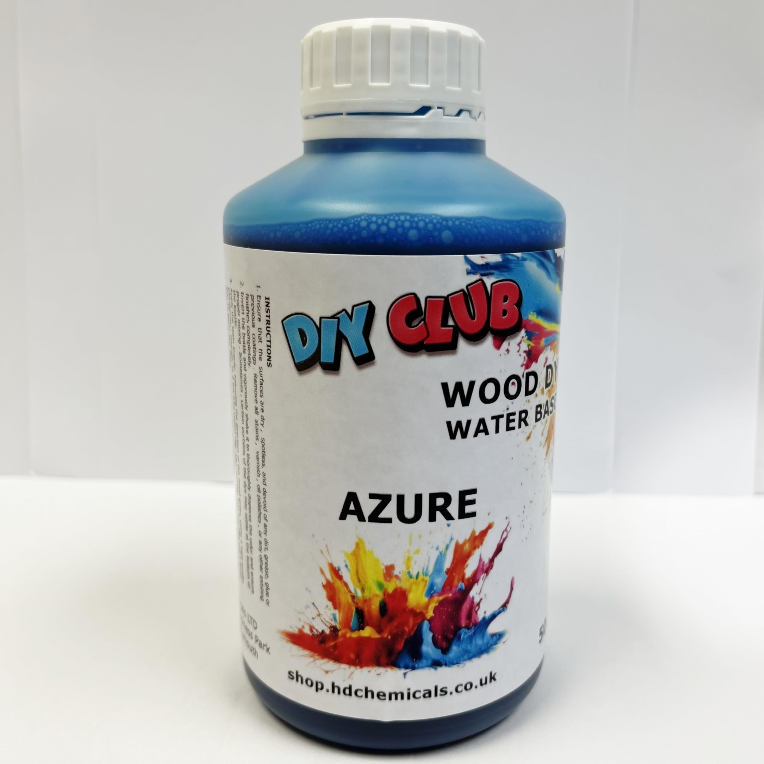 Water-Based Wood Dye, Wood Stain 500ml, 1000ml. Eco-Friendly, Non-Toxic, for DIY Interior Projects, Quick Dry, Furniture.Black, Red, Green, Blue, Pine, Oak, Brown, Mahogany, (Azure, 500ml)
