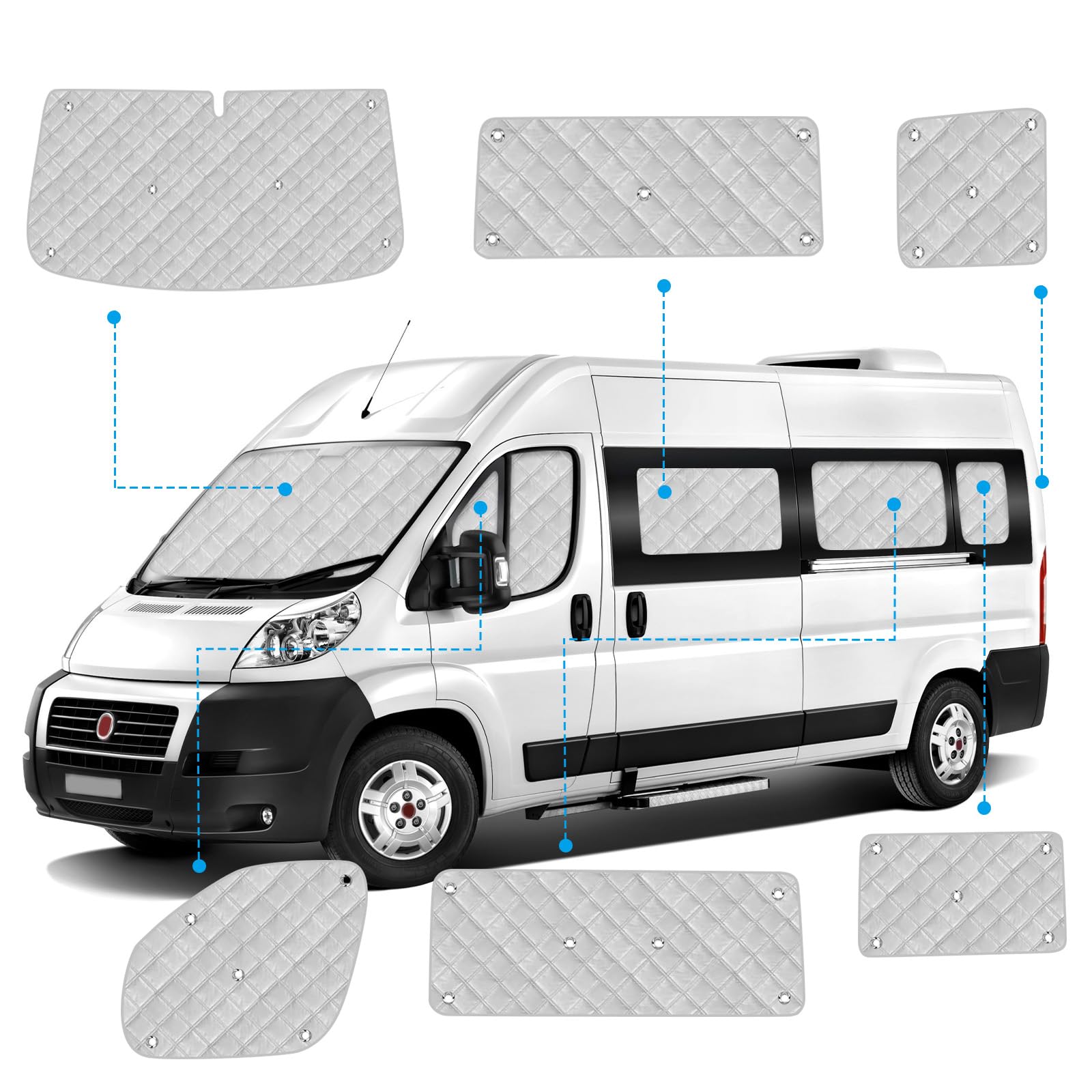 11 Piezas Parasol Parabrisas Automóvil Reemplazo para FIAT Ducato/Peugeot Boxer/Citroen Relay 2006-2023, Cabina del Conductor con Tecnología Parasol Interna Reemplazo para Opel Movano Nach 2021
