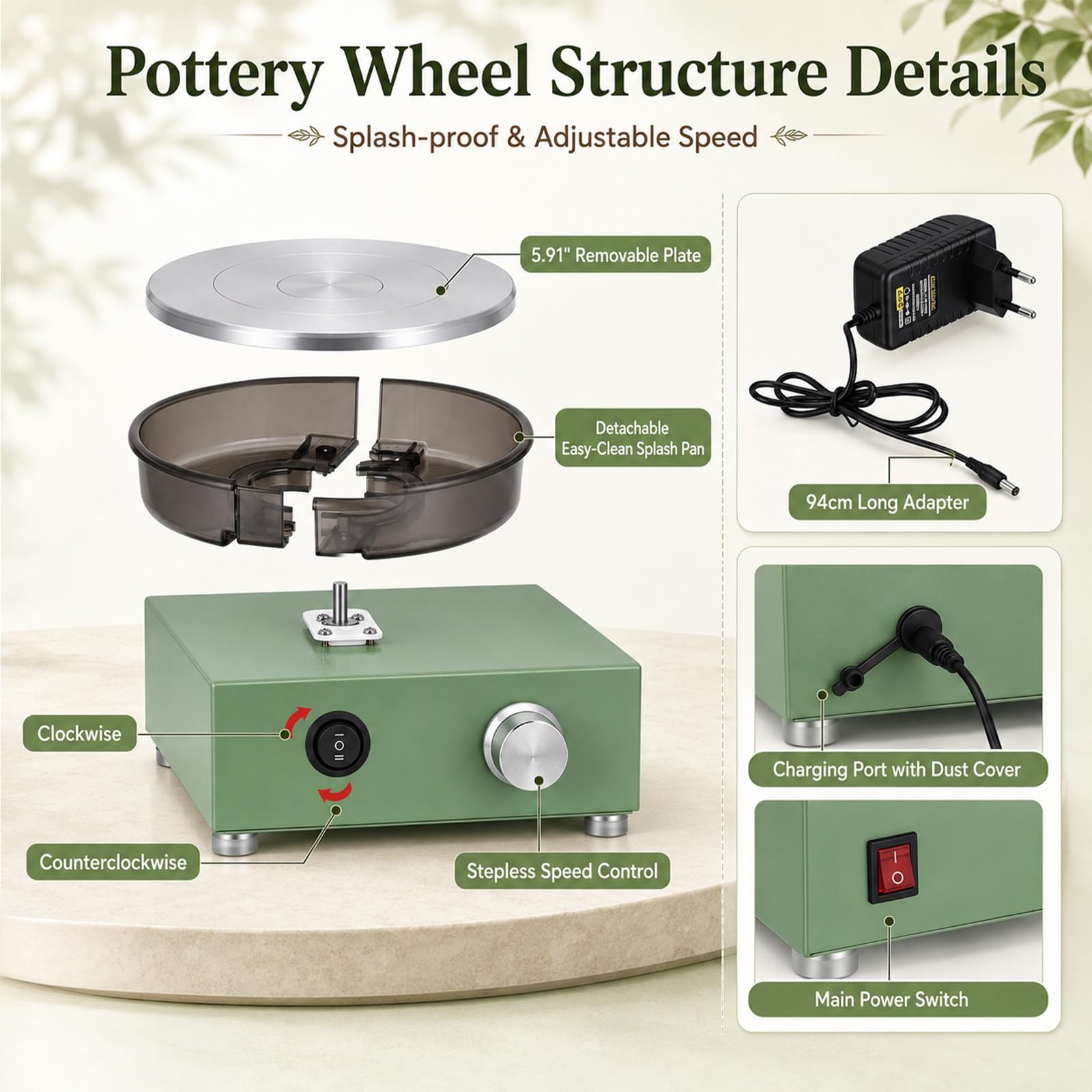 Tour de potier électrique 15cm Set Complet 18 pièces Débutant Pro