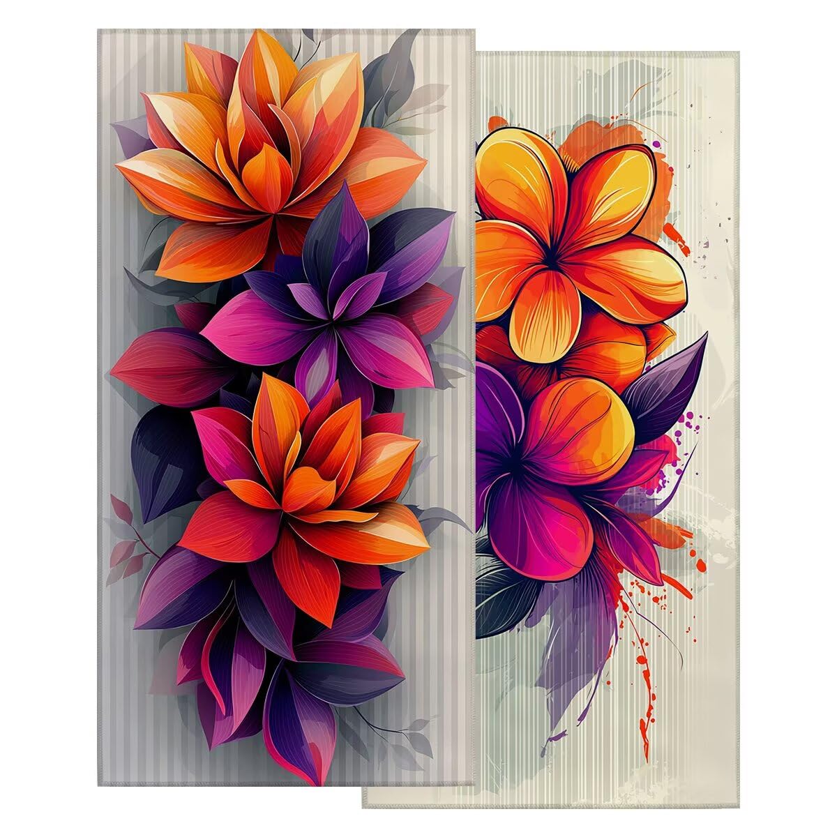 Ręcznik plażowy XXL, 90 x 180 cm, zestaw 2 szt., z mikrofibry, ręcznik plażowy w kwiaty, szybkoschnący, ręcznik do sauny, ręcznik fitness, ręcznik plażowy, do sauny, duży ręcznik kąpielowy, prezent