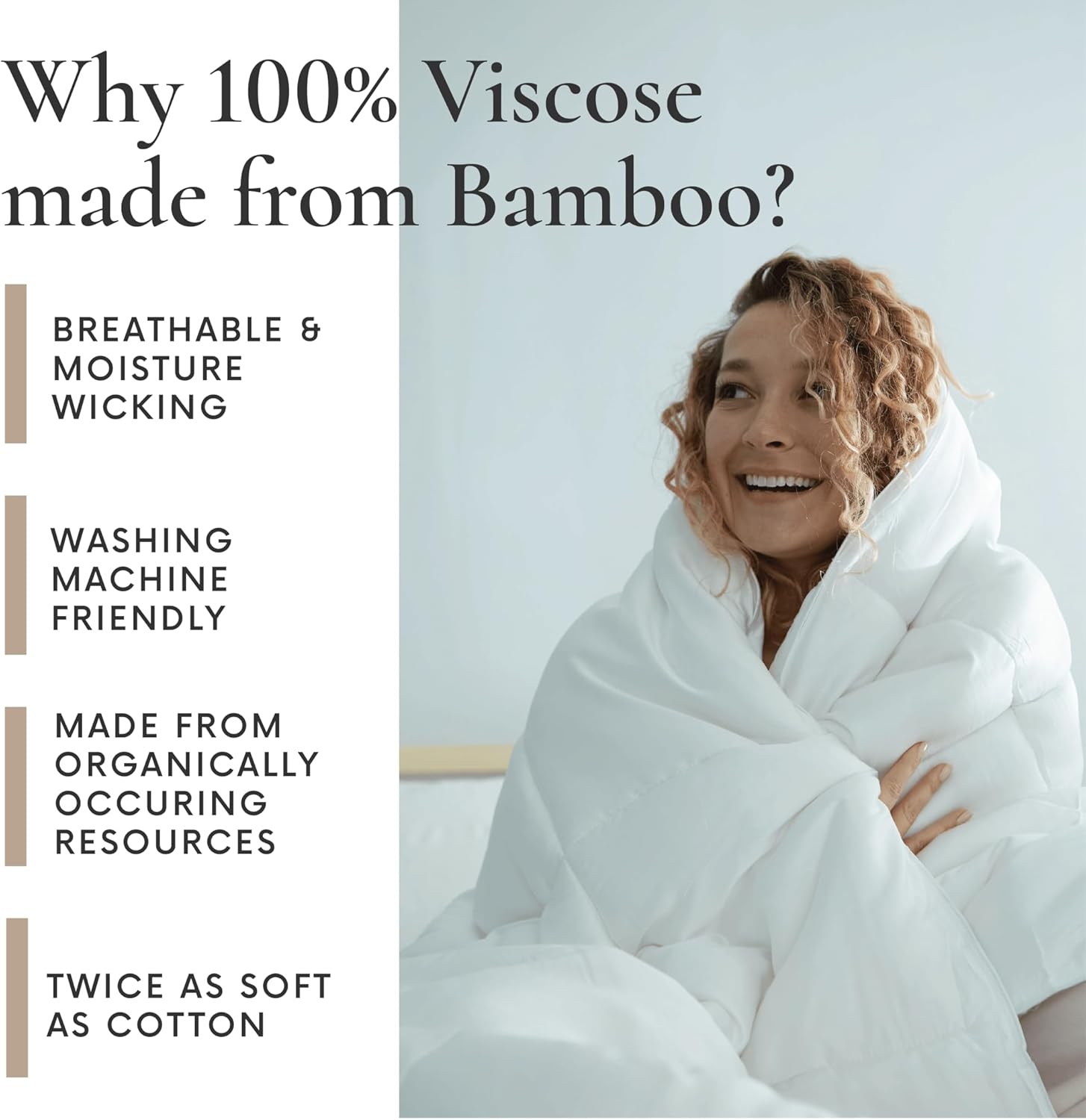 Bamboo Bay All Season Queen Size Comforter, 100% Viscose Made from Bamboo, Soft Quilted Down Alternative Duvet Insert with Corner Tabs, Breathable Cooling Bedding, 90 x 94 Inch - Image 5