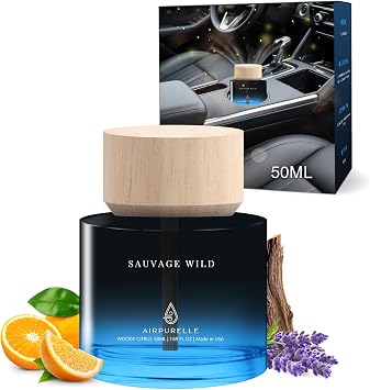 Car Air Freshener 50ML 1.7 FL OZ Car Air Fresheners Diffuser, Woody Citrus Fragrance Oil Car Air Freshner, 180+ days Long Lasting Car Perfume, Wooden Cup Design, Made in USA