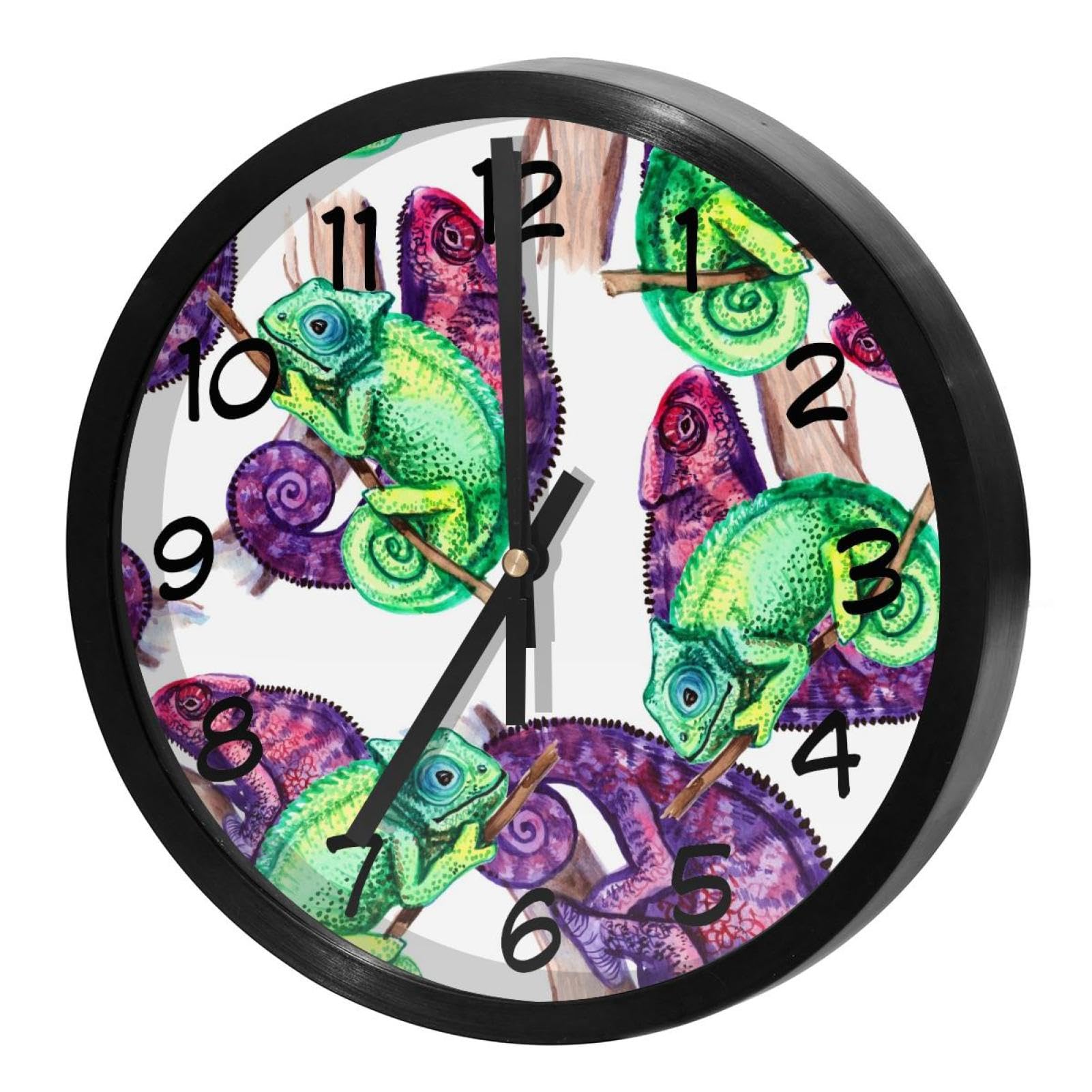 Horloge murale ronde à piles coloris vert et violet pour une lisibilité parfaite
