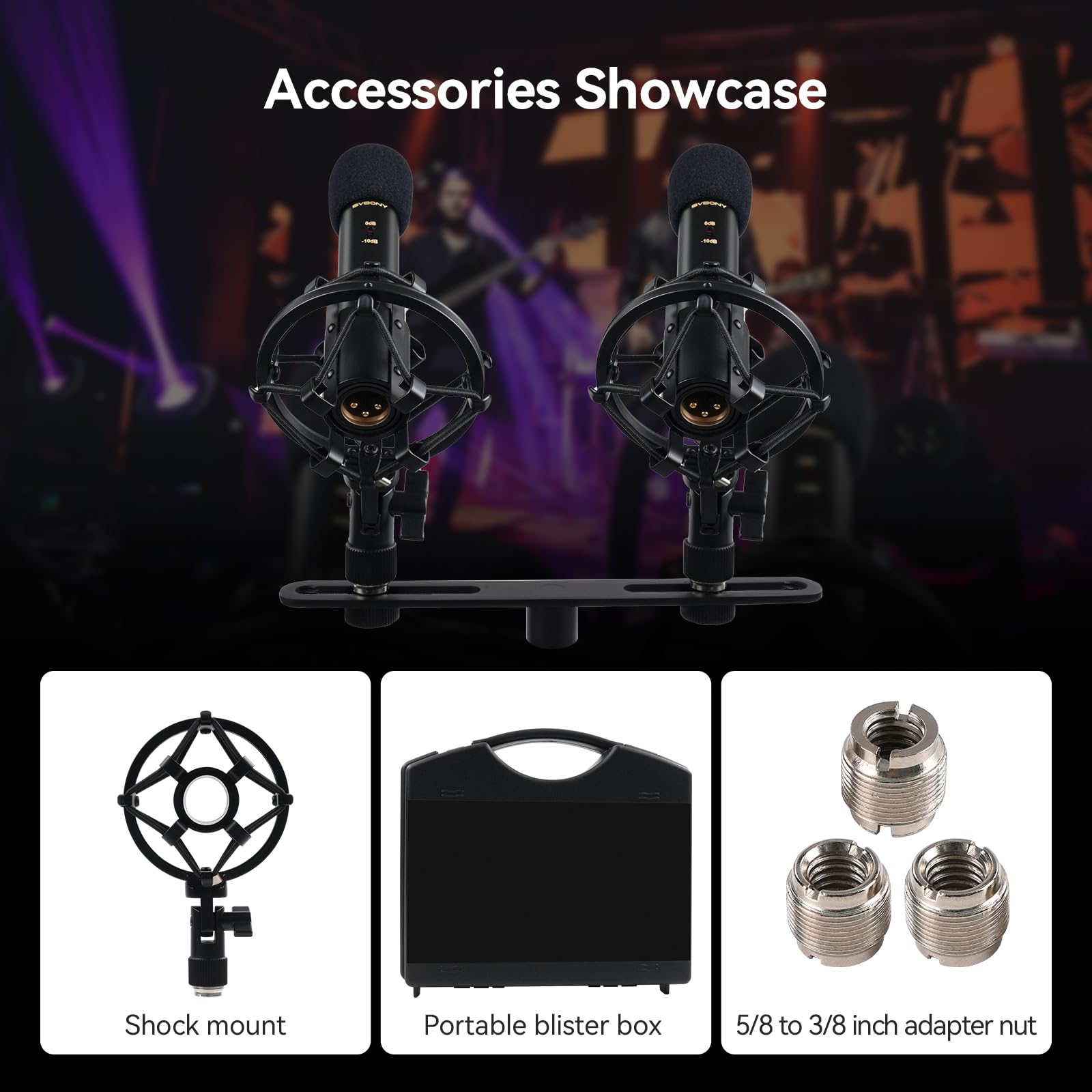 SVBONY Svmic M1 Dynamisches Instrumentenmikrofon für Tonaufnahme | professionelles Stereo-Kondensator-Mikrofon-Kit mit 10dB Dämpfung, 100Hz Tiefpassfilter&78dB SNR mit Shock Mountfür Aufnahmen
