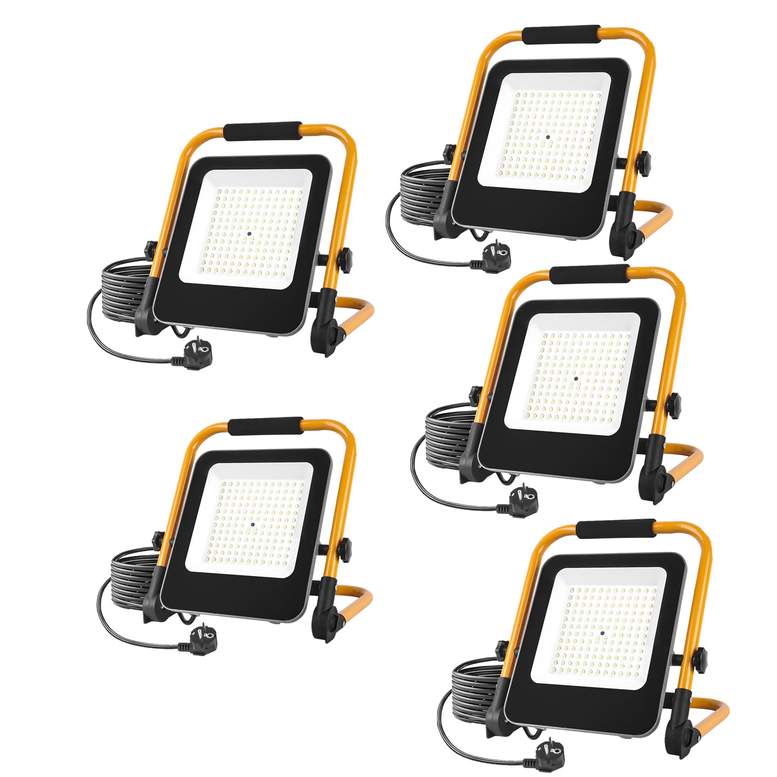 LED Baustrahler 100W, 5pcs Superhelle Arbeitsleuchte Flutlicht mit Stecker, 6000K Tragbares Baustellenlampe Strahler mit 2M Kabel, Werkstattlampe Arbeitsscheinwerfer für Werkstatt, Garage