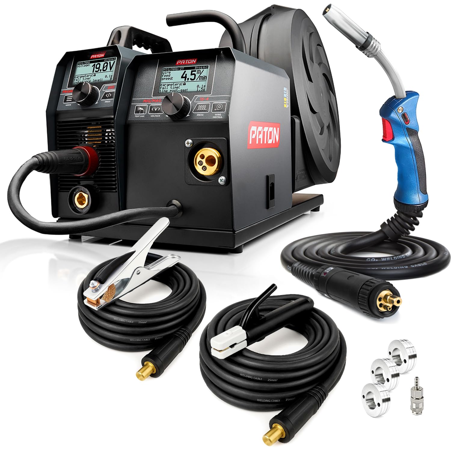 PATON ProMIG 250A Professional MIG Inverter Welder 3 in 1 with 15-4 Wire Feed, 4 Roller System, Gas Free MIG Welder, Digital Welder, Ideal for Professional MIG MAG Welding