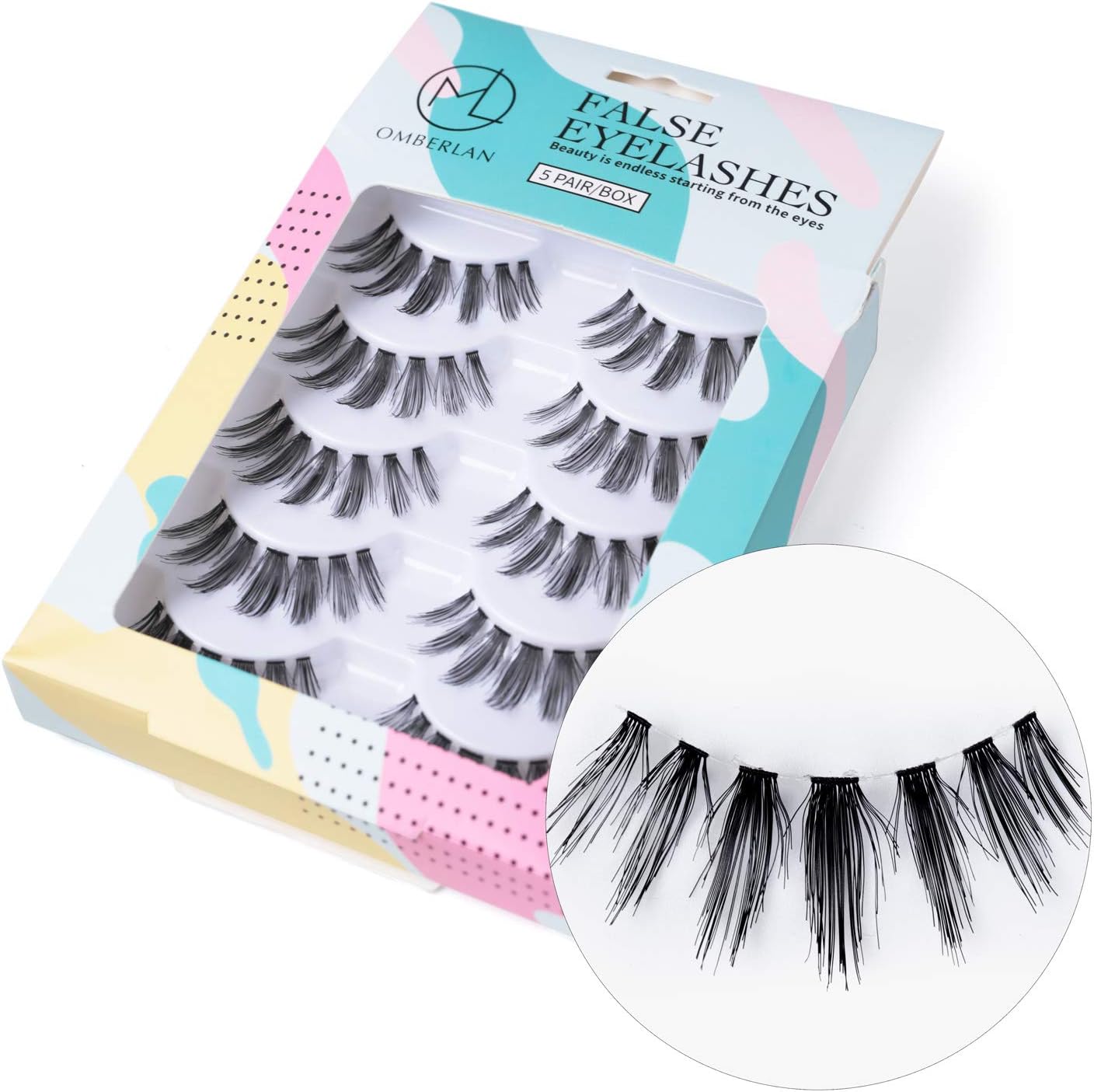 Omberlan False Eyelashes Demi Wispies 3d Glam Faux Mink Eyelash-5 Pack Lashes Handmade Reusable Dramatic Soft Fake Eyelashes For Make-up