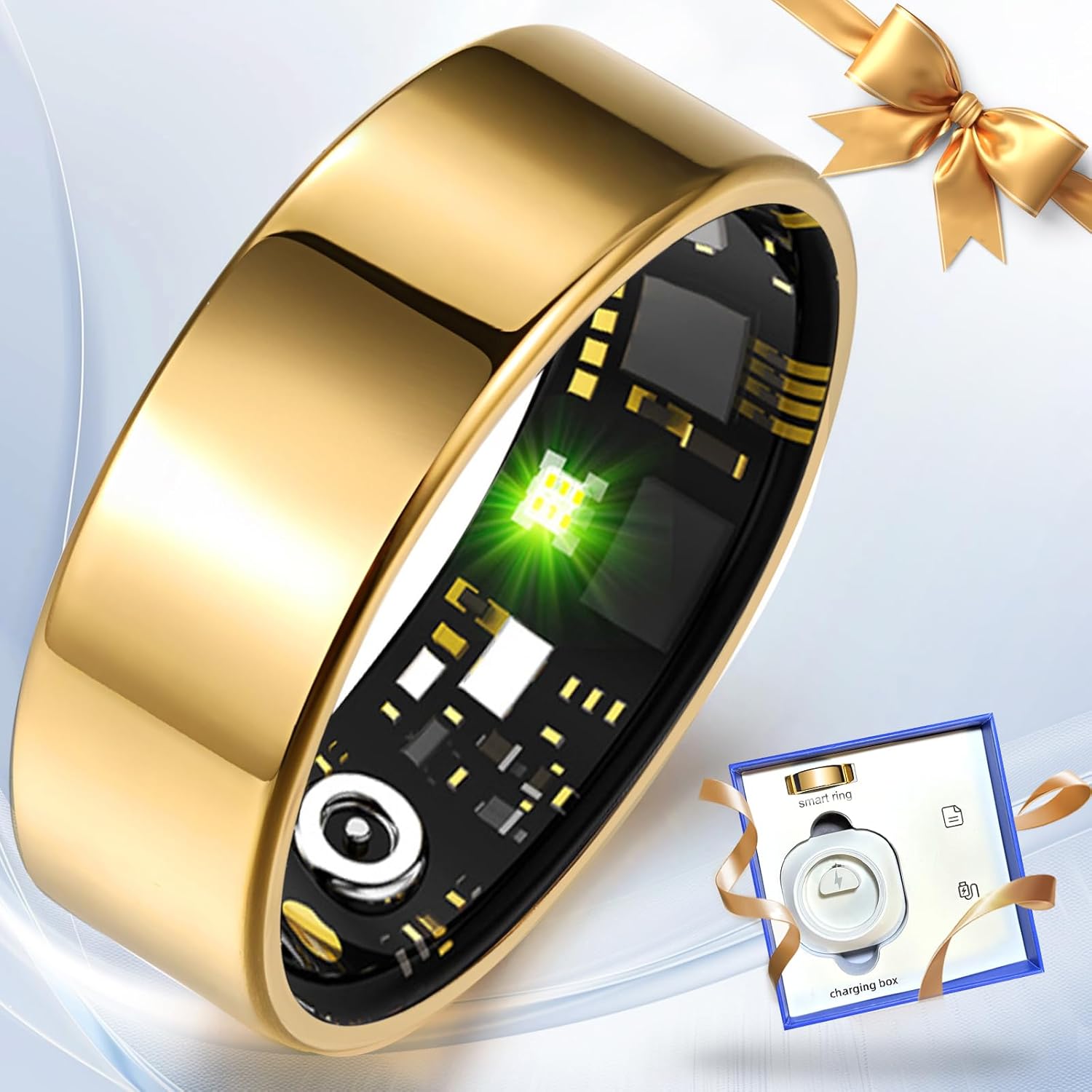 Smart Ring Health Tracker for Women Men, Sleep Tracker with Heart Rate,SpO₂,Blood Pressure, Fitness Ring for Activity Monitoring, No Subscription, Step Tracker Ring for ios&Android (Gold, #10) Smart Ring Health Tracker for Women Men, Sleep Tracker with Heart Rate,SpO₂,Blood Pressure, Fitness Ring for Activity Monitoring, No Subscription, Step Tracker Ring for ios&Android (Gold, #10)