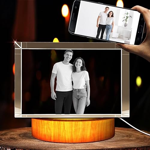 Miniatura 4 de Foto de cristal 3D, marco rectangular de fotos de cristal, regalos de cumpleaños para hombres y mujeres, día de San Valentín, novio y novias,