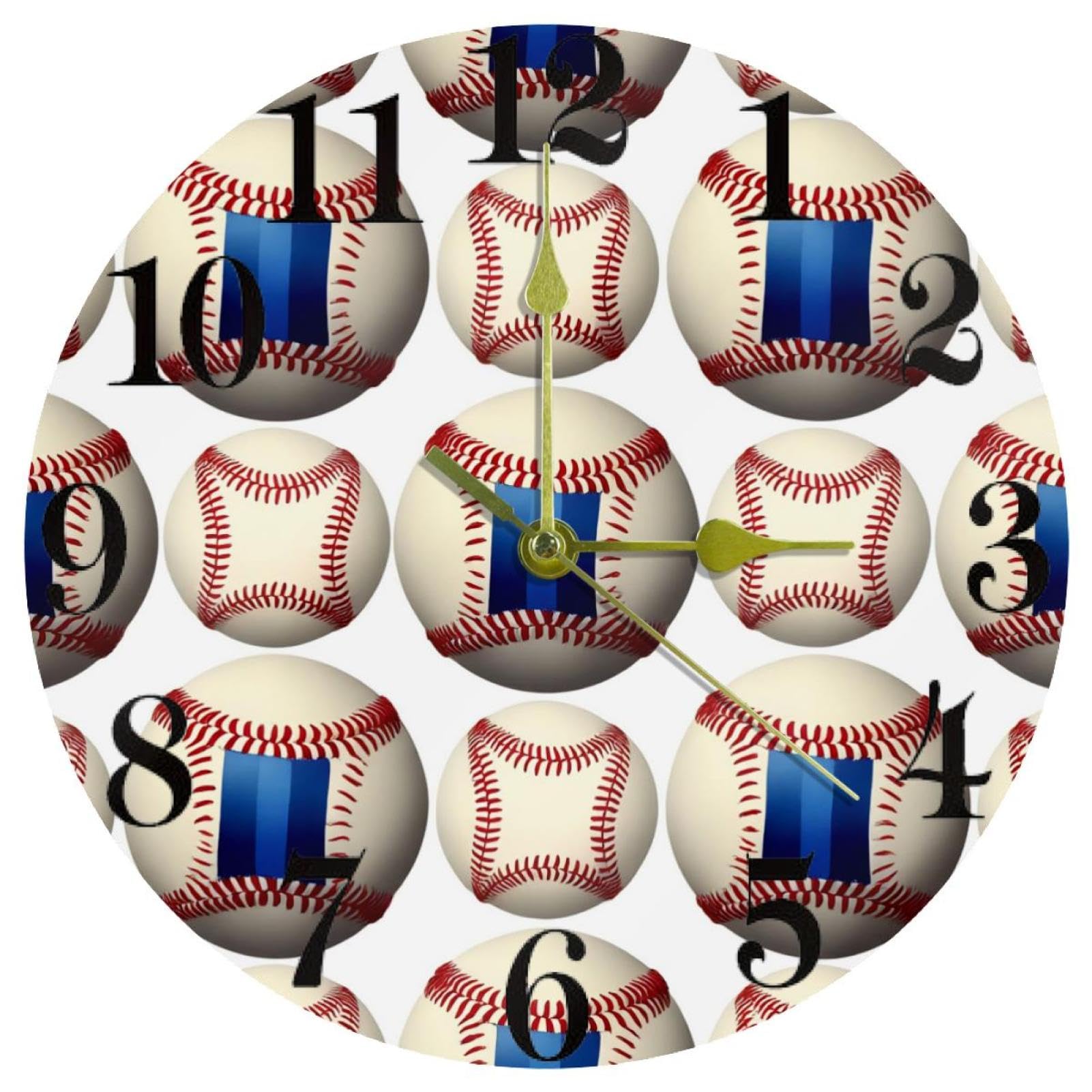 Horloge murale grunge baseball de haute précision pour un intérieur moderne épuré