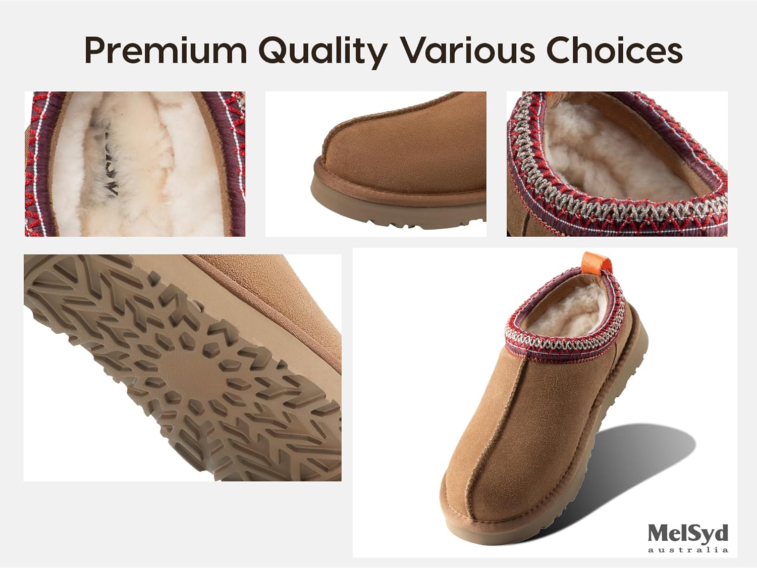 MelSyd Womens Slippers Sheepskin Indoor-Outdoor: 100% Australian Merino Wool Lined with Memory Foam Cozy House Shoes - Slip on Waterproof Winter Suede Clogs - Christmas/Holiday Gift