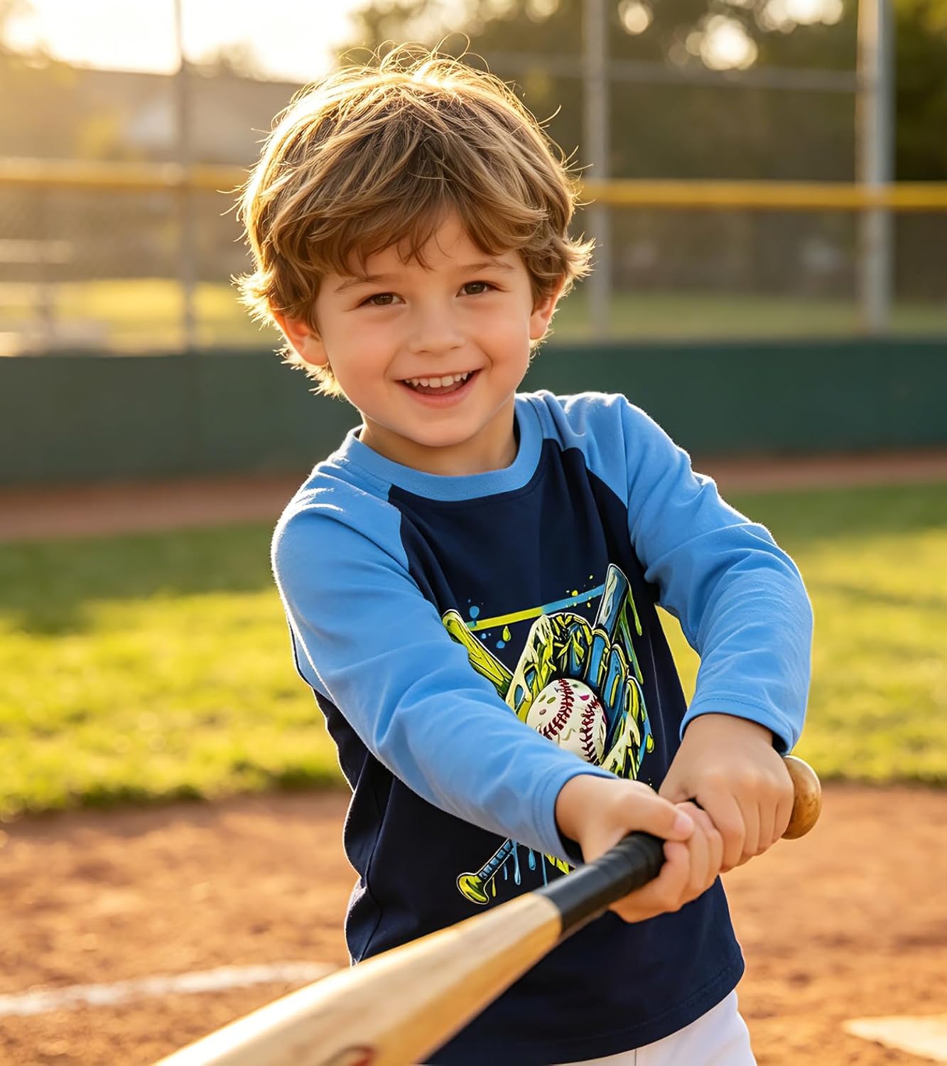 Boys Construction Long Sleeve Raglan T-Shirt for 2-6 Years
