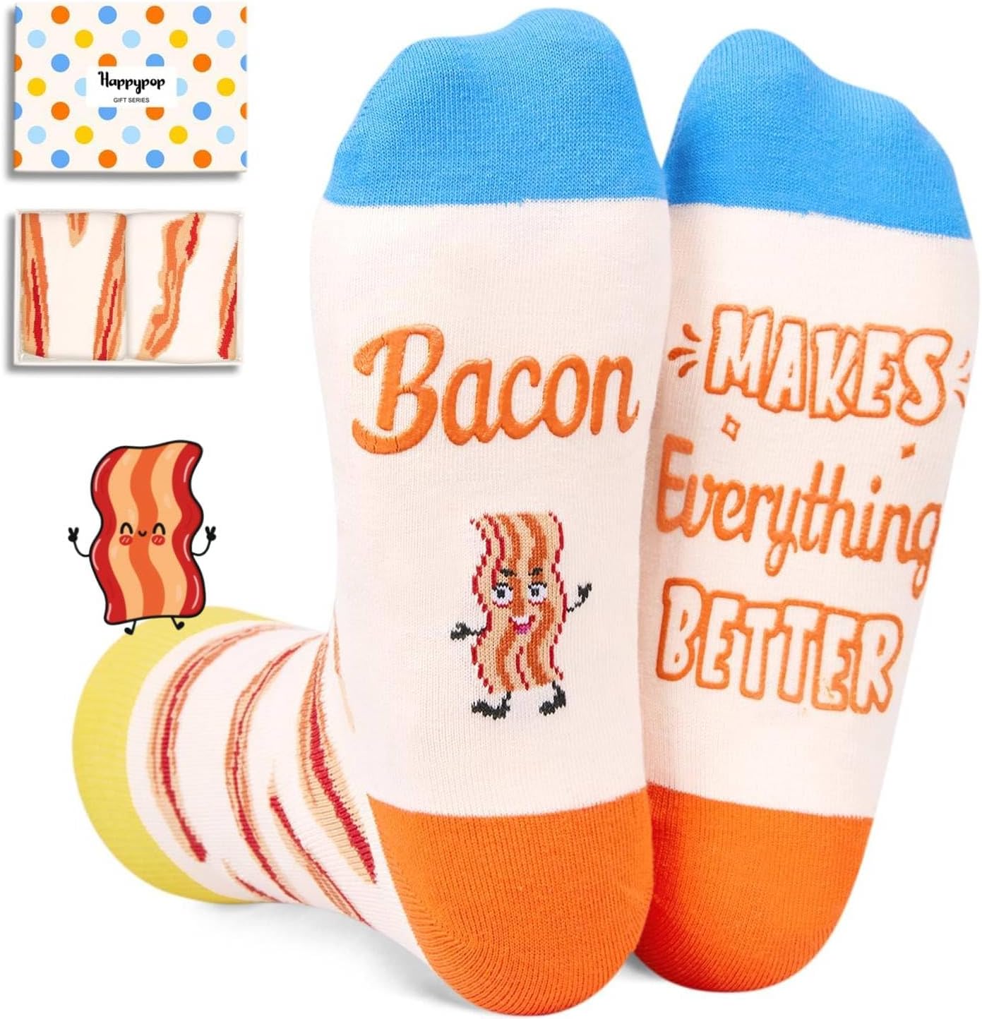 HAPPYPOP Funny Socks for Men Women - Butter Bacon Gifts, Honey Socks for Teens Girls Boys