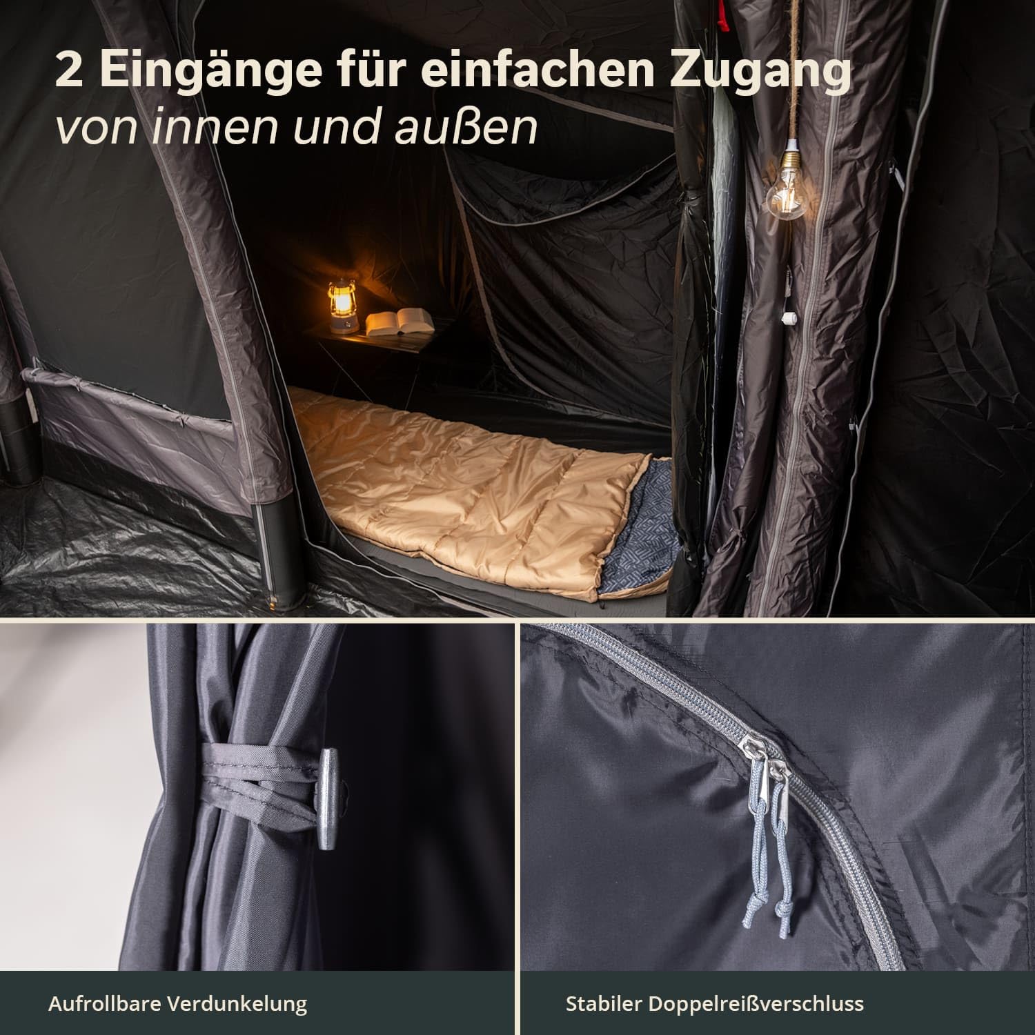 Skandika Schlafkabine für Timola 6 Air Sleeper XL Plus | Kabine für den seitlichen Anbau, für 2 Personen, Sleeper Technology, aufblasbares Zelt, Air Tent | Tunnelzelt, Familienzelt, Camping Zubehör