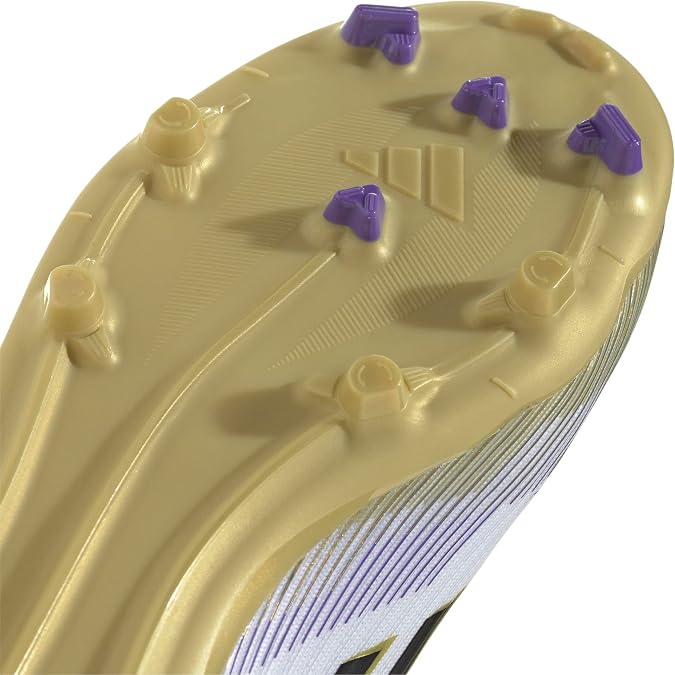 adidas F50 League Laceless Firm/Multi Ground Basketball Unisex, White Black Gold Metallic, 10 UK