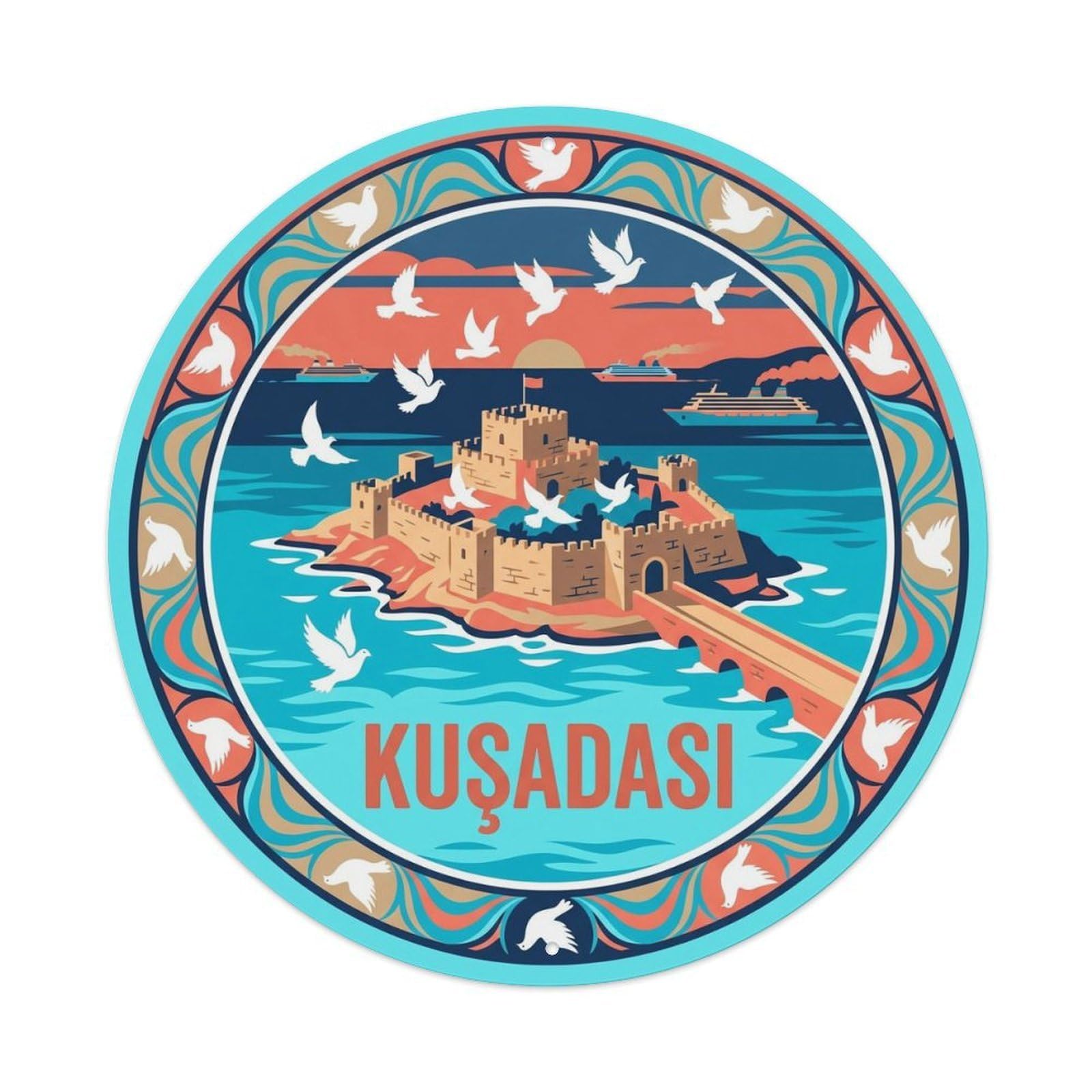 Turkey Kusadasi Pigeon Island Mediterranean Coast Metal Tin Sign