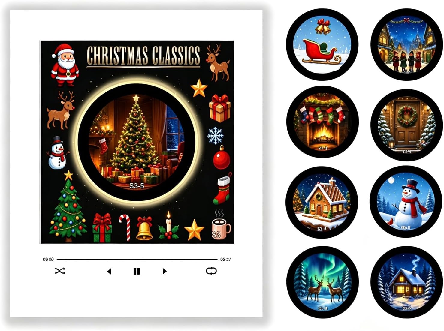 NAMTYQX Christmas Vinyl Fridge Player - NFC Magnetic Music Box Set (07G)