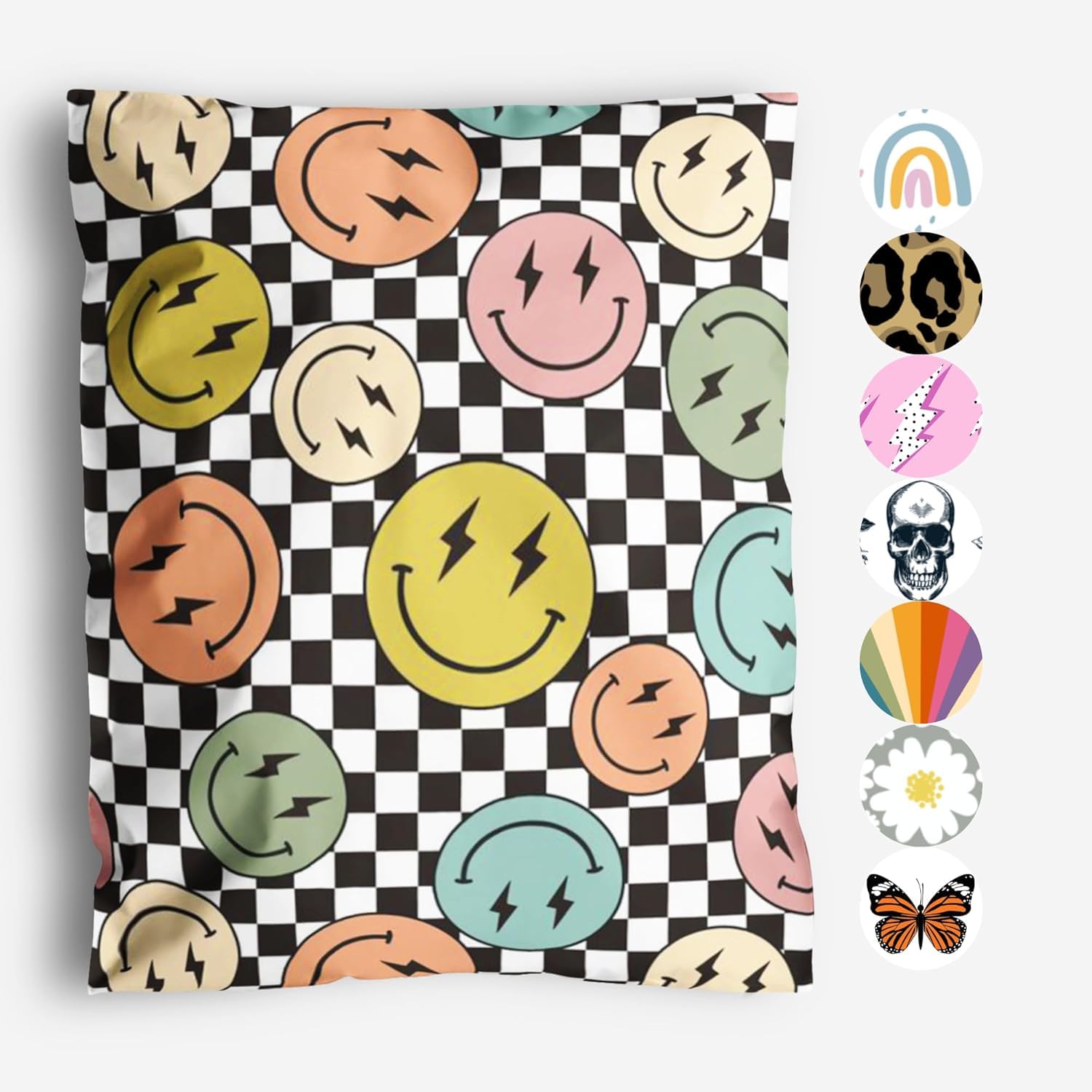 10x13 Poly Mailers – Smiles Checkerboard – Waterproof, Tear-Resistant Shipping Bags with Adhesive Seal – 50 Pack – Package Mint