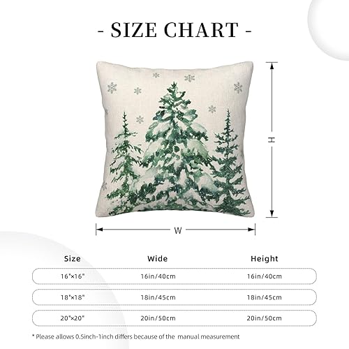 Miniatura 2 de Juego de 2 fundas de almohada navideñas de 18 x 18 pulgadas, diseño de árboles del bosque, fundas de almohada verdes, fundas de almohada de invierno