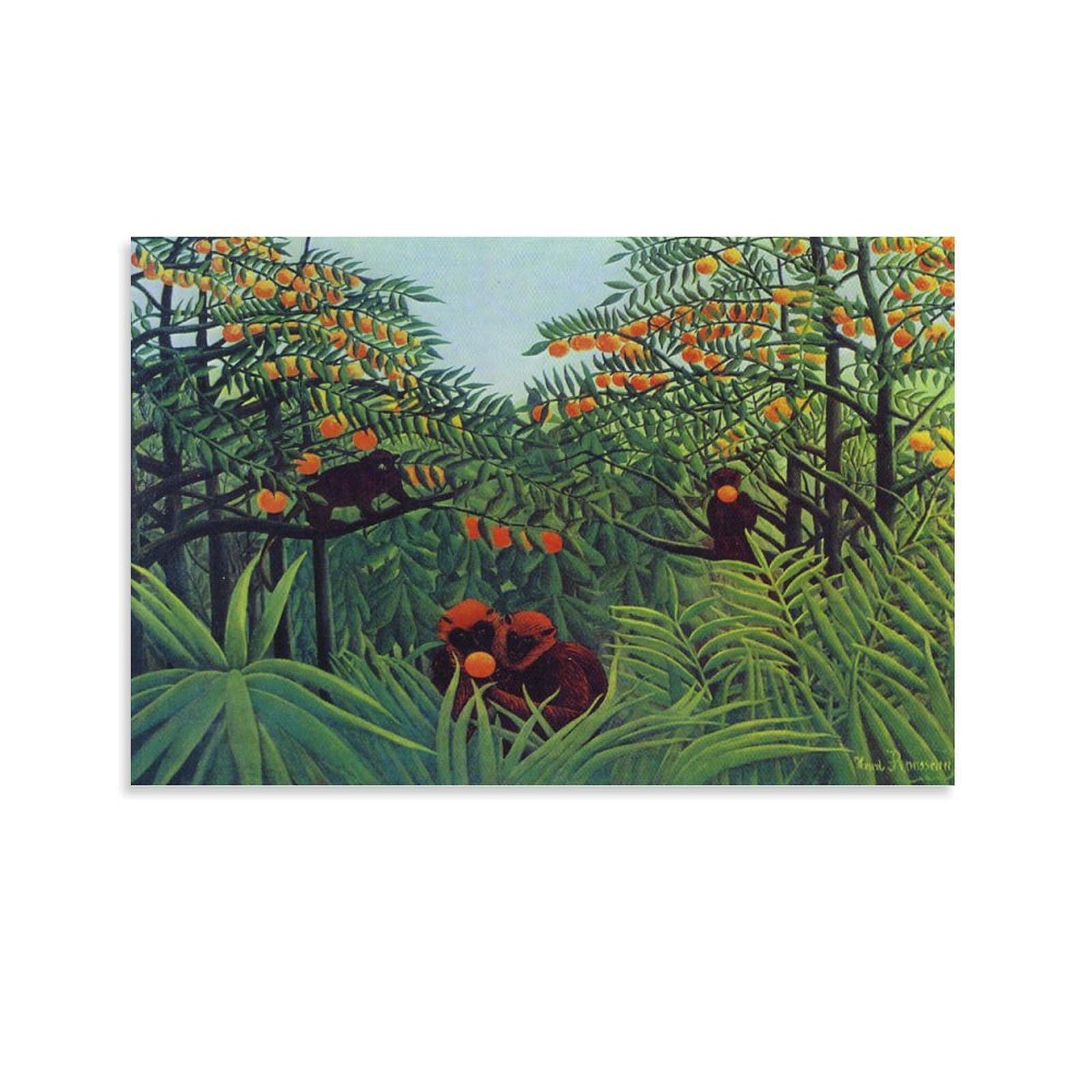 Amazon.co.jp: アンリ・ルソー（熱帯風景、オレンジの森の猿たち